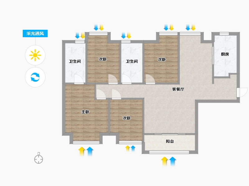 福建省-厦门市-特房朗玥公馆-103.20-户型库-采光通风