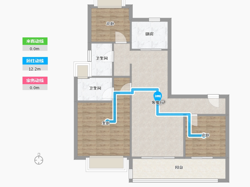 湖南省-岳阳市-碧桂园凤凰城-85.40-户型库-动静线