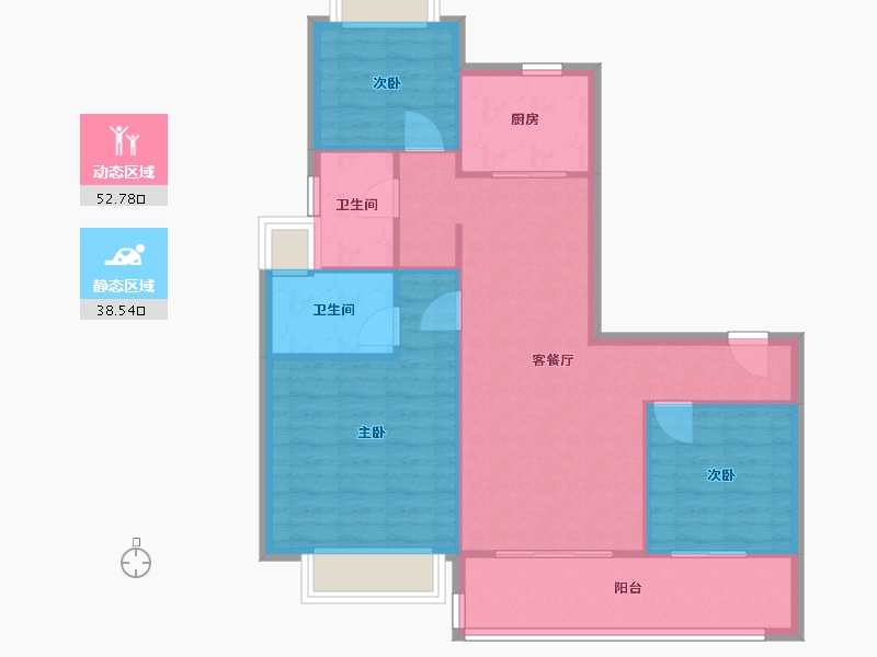 湖南省-岳阳市-碧桂园凤凰城-85.40-户型库-动静分区