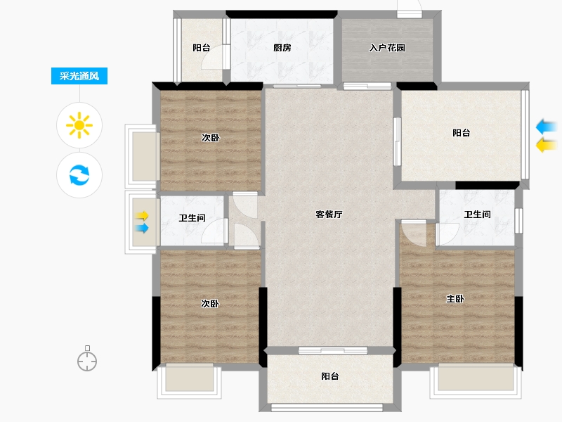 广东省-肇庆市-鸿益幸福湖畔-105.23-户型库-采光通风