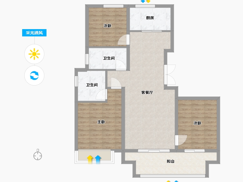 山东省-青岛市-越秀铂悦府-92.00-户型库-采光通风