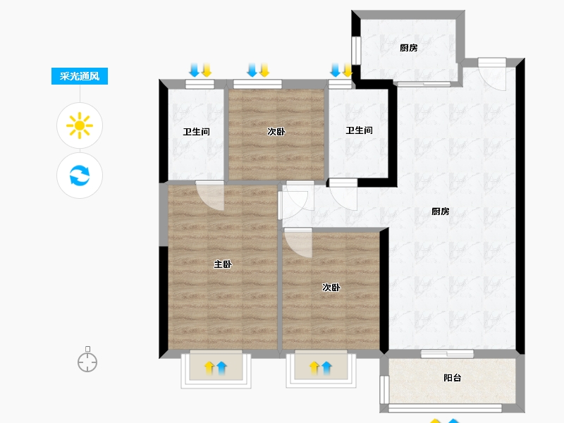 福建省-泉州市-万科城市之光-四期-91.00-户型库-采光通风