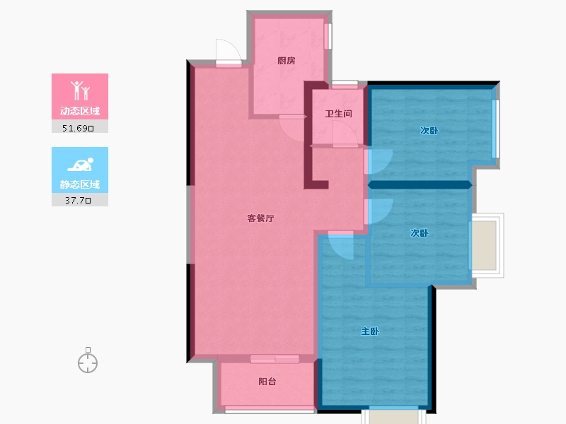 湖南省-怀化市-鸿涛翡翠湾-88.00-户型库-动静分区