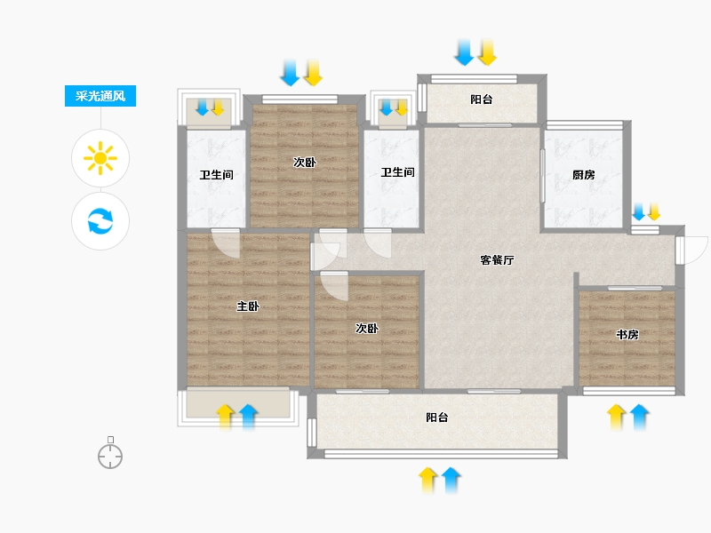 广东省-韶关市-碧桂园天玺湾-107.57-户型库-采光通风