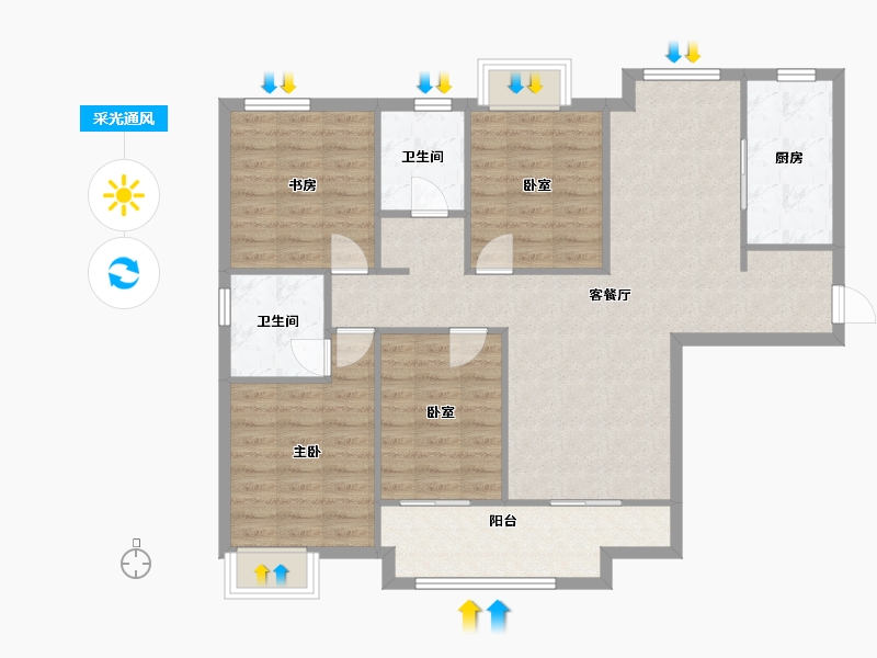 福建省-厦门市-特房朗玥公馆-103.20-户型库-采光通风