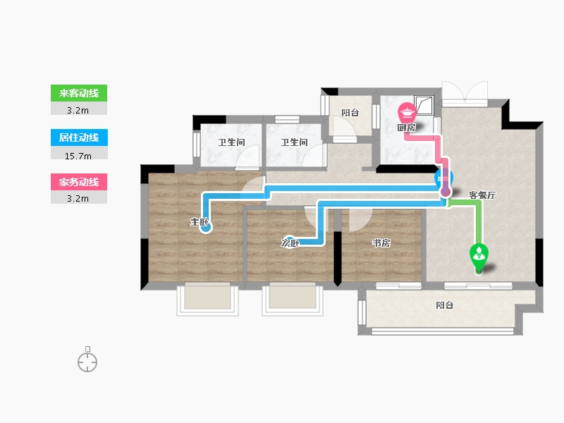 重庆-重庆市-北城西院-74.00-户型库-动静线