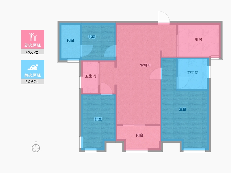 福建省-厦门市-特房朗玥公馆-69.60-户型库-动静分区