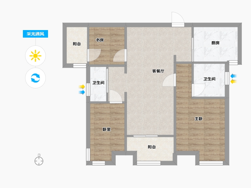 福建省-厦门市-特房朗玥公馆-69.60-户型库-采光通风