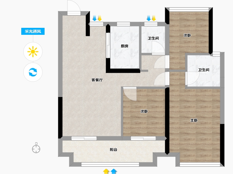 江西省-南昌市-江投青云春天-71.20-户型库-采光通风