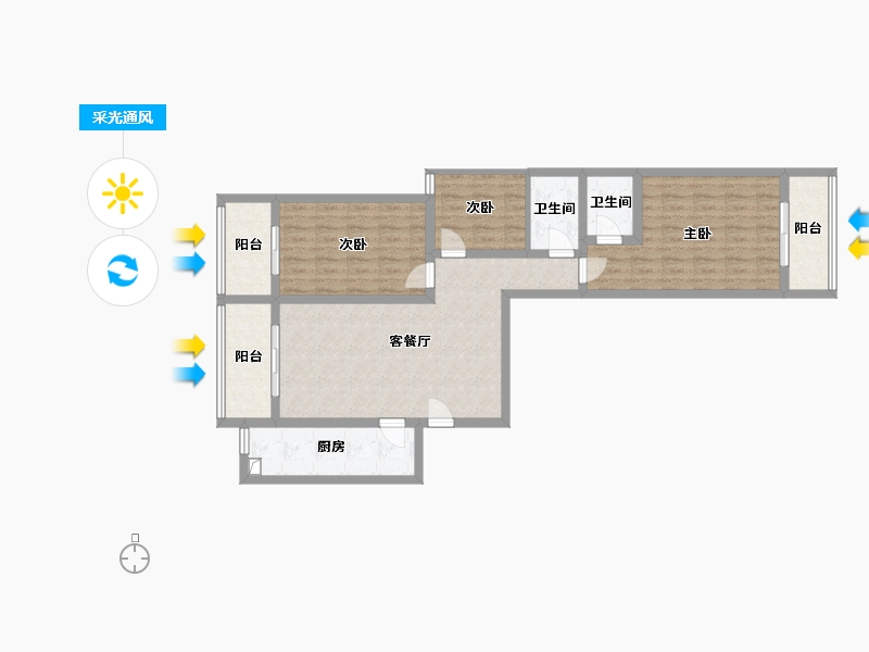 河北省-石家庄市-国瑞园-110.08-户型库-采光通风