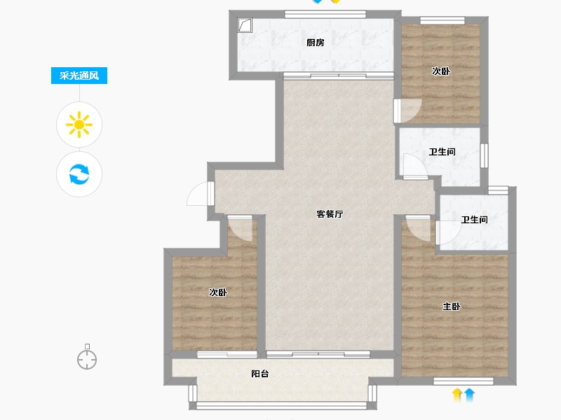 山东省-潍坊市-绿城桂语江南-113.60-户型库-采光通风