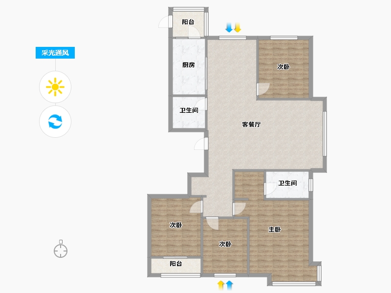 河北省-石家庄市-荣景园-136.00-户型库-采光通风