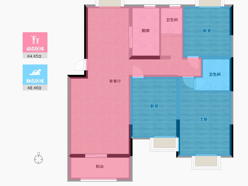 湖南省-永州市-永城翠竹蓝庭-113.05-户型库-动静分区