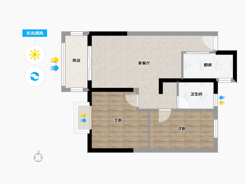 海南省-海口市-天海园小区-60.00-户型库-采光通风