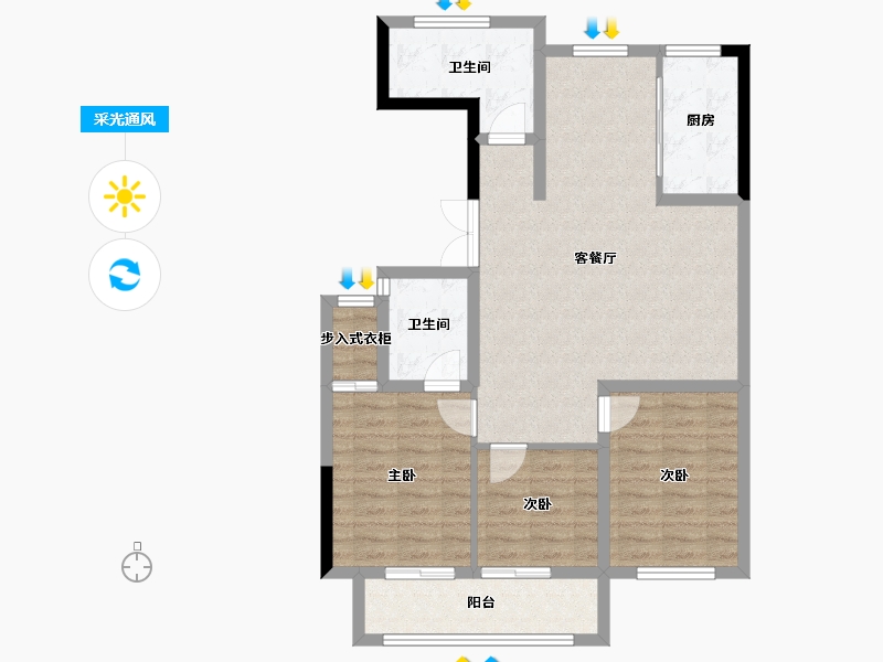 山东省-威海市-盛仕文苑-92.00-户型库-采光通风