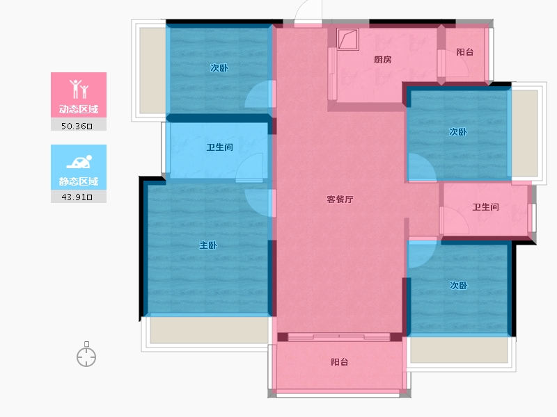 广东省-肇庆市-龙光玖龙湖-90.50-户型库-动静分区