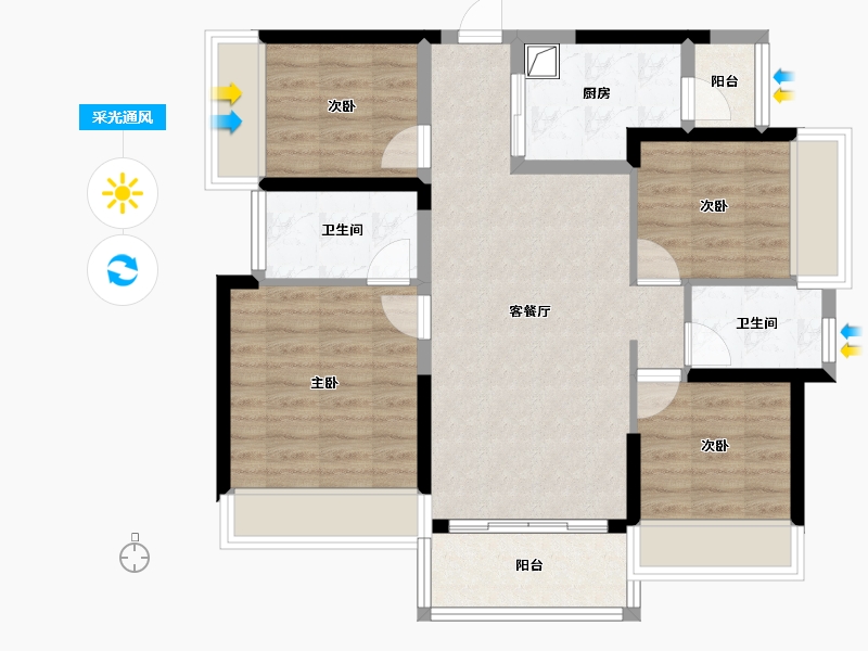 广东省-肇庆市-龙光玖龙湖-90.50-户型库-采光通风