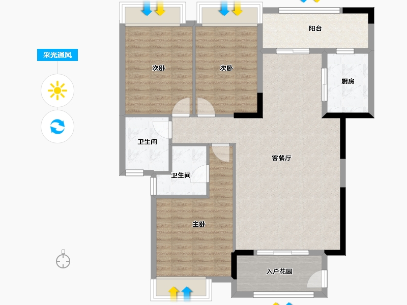 福建省-泉州市-金龙华侨城-104.00-户型库-采光通风