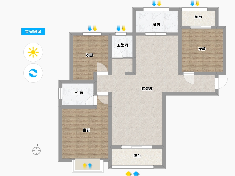 河南省-郑州市-瑞锦芙蓉园-96.00-户型库-采光通风