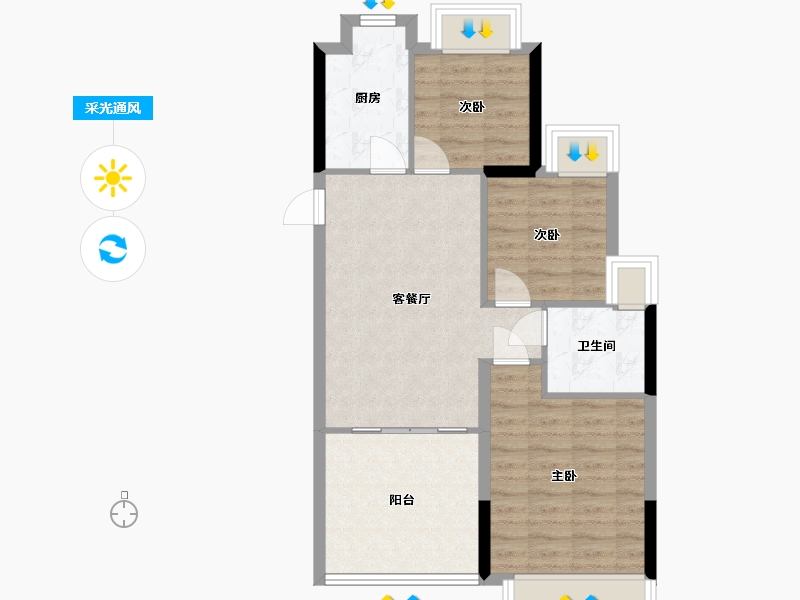 广东省-珠海市-旭日御龙花园-68.20-户型库-采光通风