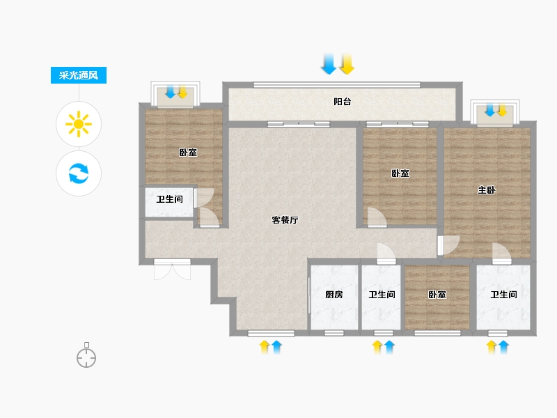 河北省-廊坊市-孔雀城樾府-184.00-户型库-采光通风