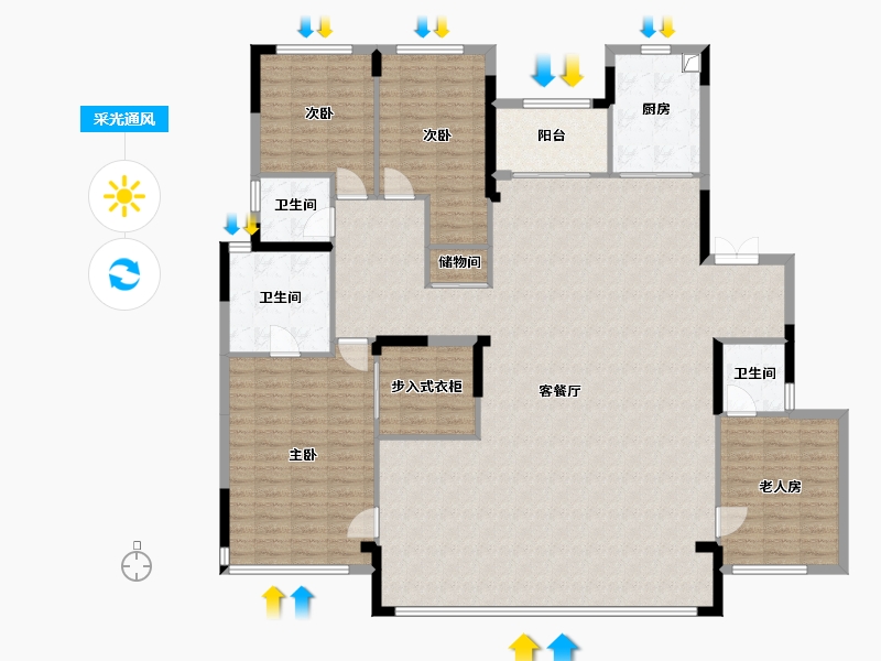 湖南省-长沙市-建发玖洲和玺-164.00-户型库-采光通风