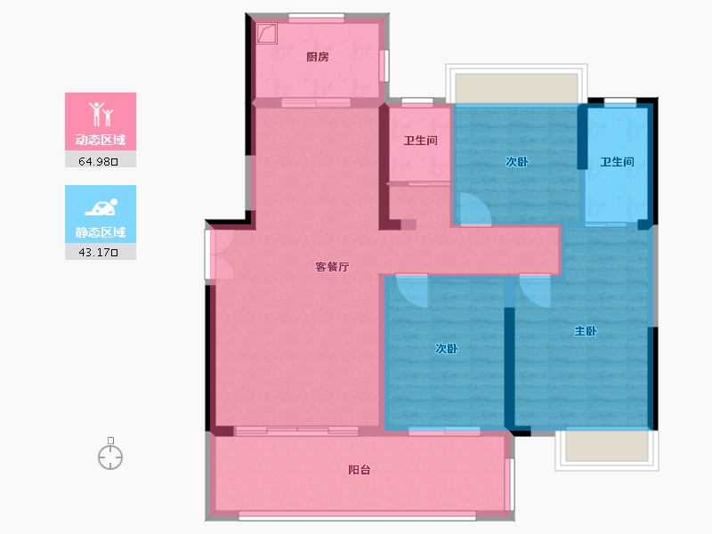 湖南省-湘潭市-万楼湘玺-98.00-户型库-动静分区