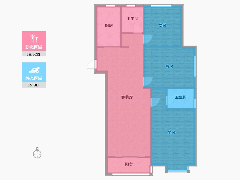 江苏省-南通市-青海新村-北区-107.16-户型库-动静分区