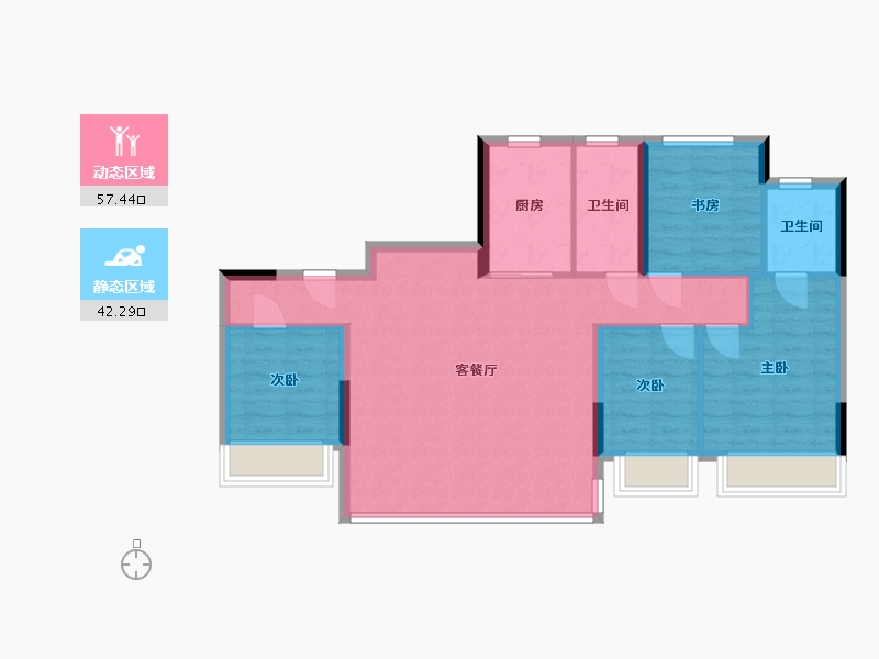 山东省-潍坊市-中房爱悦城红艺墅-106.76-户型库-动静分区