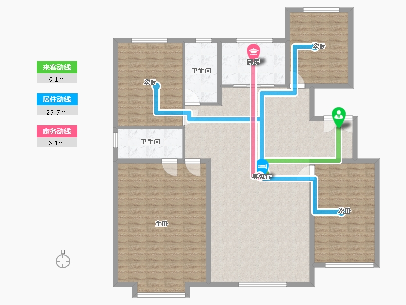 内蒙古自治区-鄂尔多斯市-维邦紫雍府-161.06-户型库-动静线