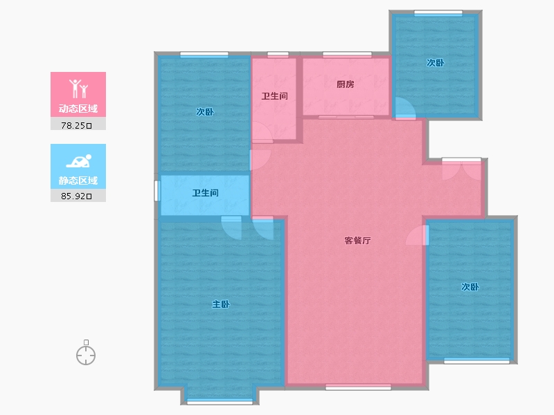 内蒙古自治区-鄂尔多斯市-维邦紫雍府-161.06-户型库-动静分区