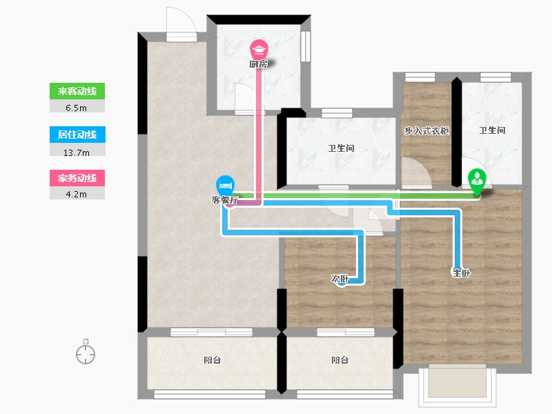 浙江省-宁波市-华景川万悦府-二期-78.40-户型库-动静线