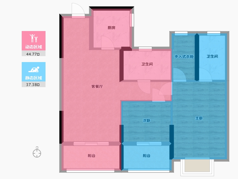 浙江省-宁波市-华景川万悦府-二期-78.40-户型库-动静分区