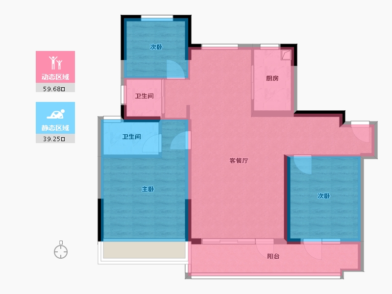 山东省-聊城市-碧桂园大学名筑-96.51-户型库-动静分区