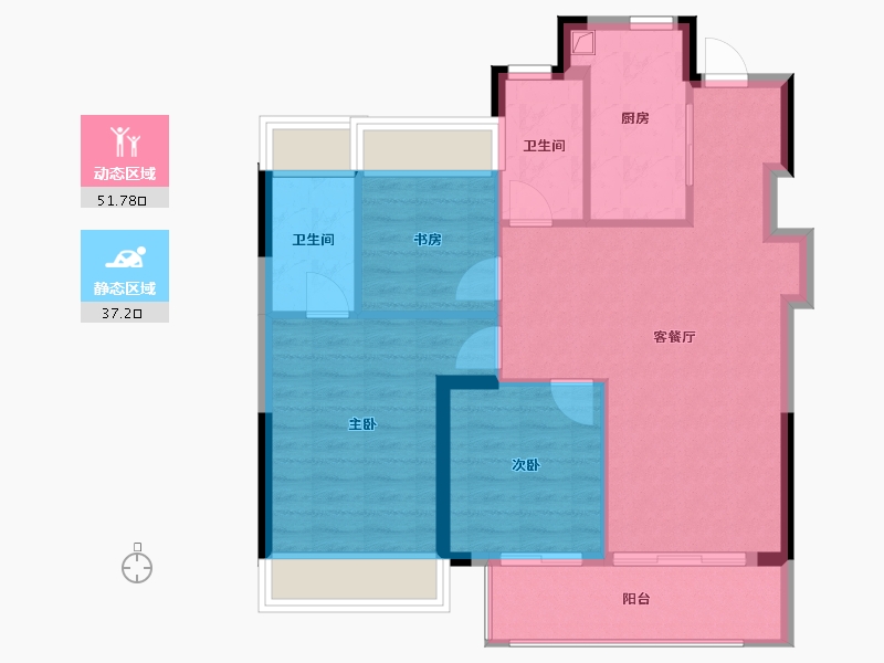 上海-上海市-四季都会青藤里-81.60-户型库-动静分区