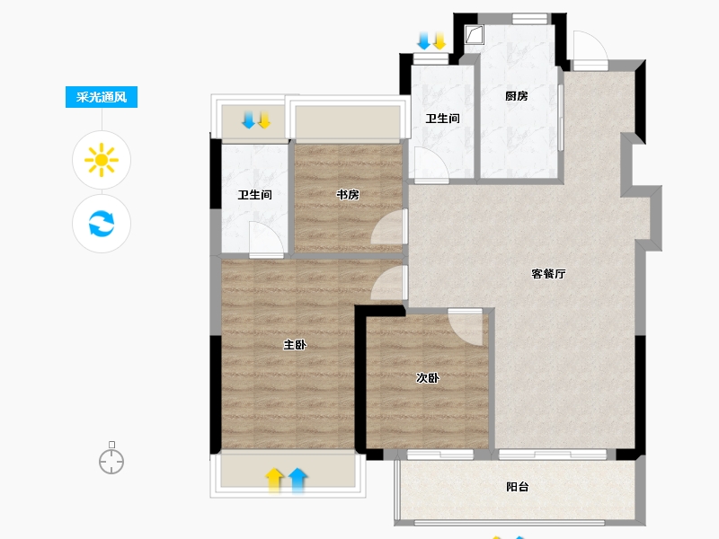 上海-上海市-四季都会青藤里-81.60-户型库-采光通风