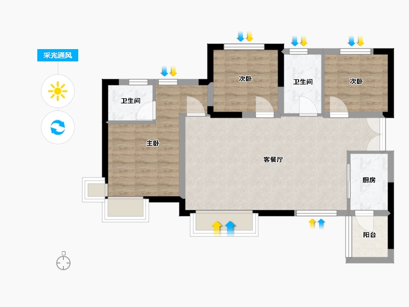 四川省-眉山市-万景峰汇-68.31-户型库-采光通风