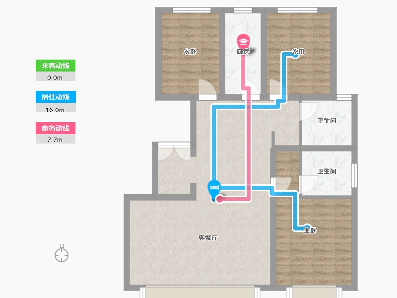 内蒙古自治区-鄂尔多斯市-春山书院小区-97.60-户型库-动静线