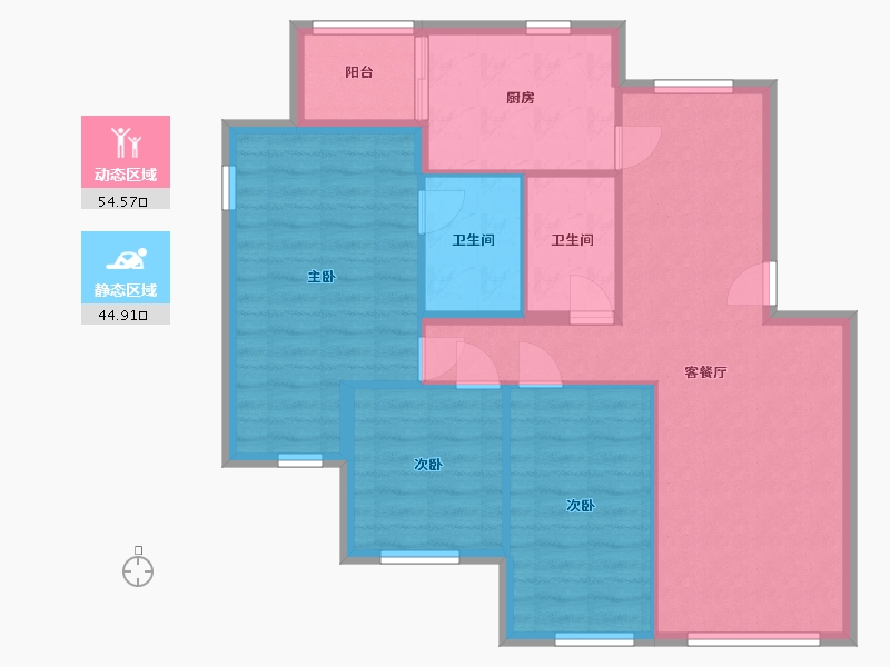 北京-北京市-大西洋新城-B区-99.50-户型库-动静分区