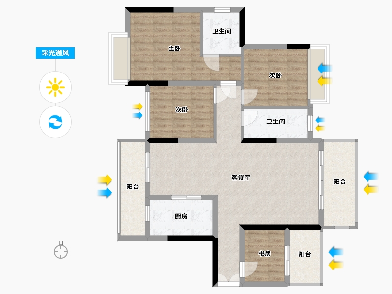 湖南省-株洲市-景秀家园-121.00-户型库-采光通风