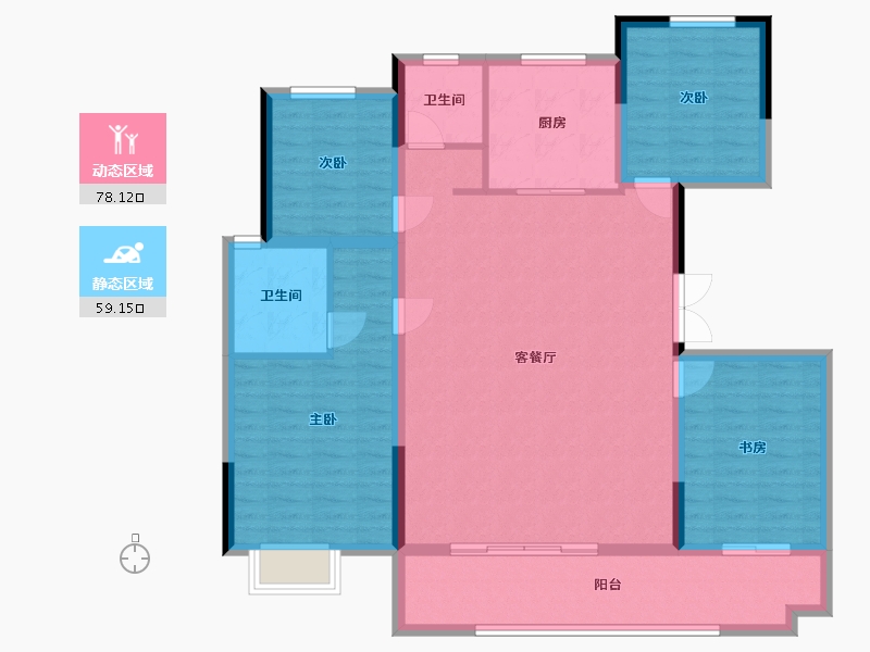 安徽省-宿州市-港利锦绣江南东城小区-124.80-户型库-动静分区