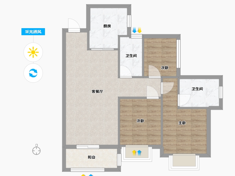 广东省-广州市-星河智荟-70.88-户型库-采光通风