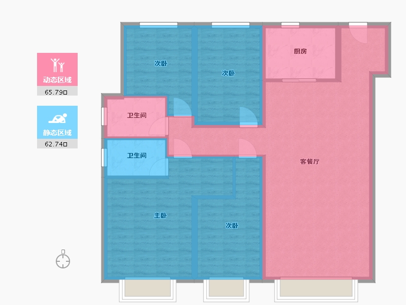 新疆维吾尔自治区-乌鲁木齐市-城建京府-133.60-户型库-动静分区