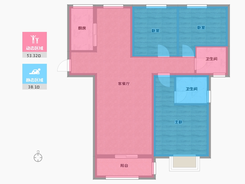 贵州省-遵义市-木楠坝还房-92.00-户型库-动静分区