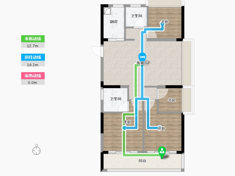 浙江省-温州市-东方世贸`彩虹湾-88.80-户型库-动静线