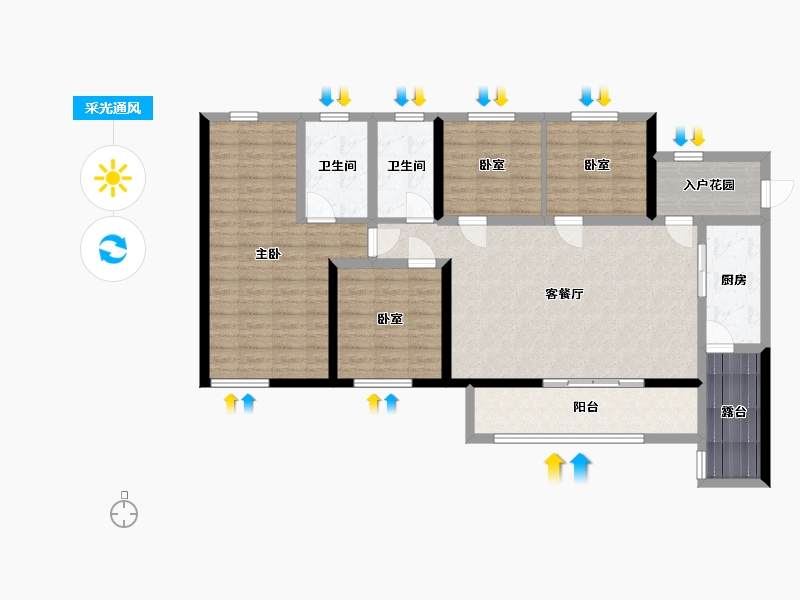 四川省-成都市-润扬观澜鹭岛-2期-125.00-户型库-采光通风