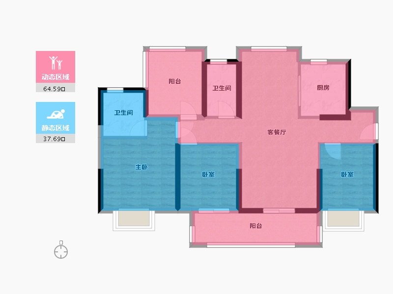 广东省-肇庆市-肇庆市鼎湖区海伦堡和悦府-97.60-户型库-动静分区