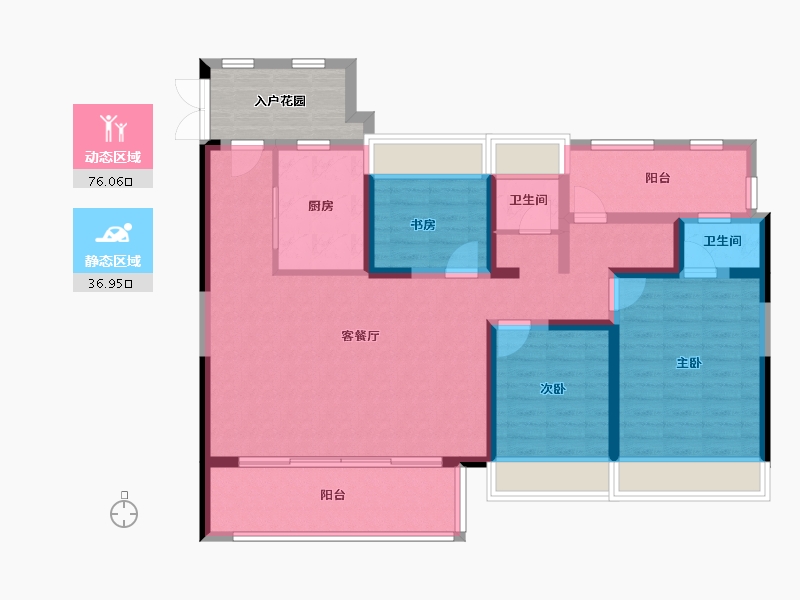 河南省-郑州市-越秀金悦文华-106.77-户型库-动静分区