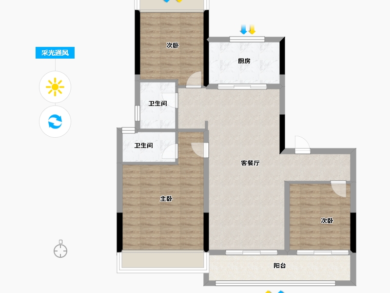 安徽省-蚌埠市-碧桂园星河岚湾-97.53-户型库-采光通风