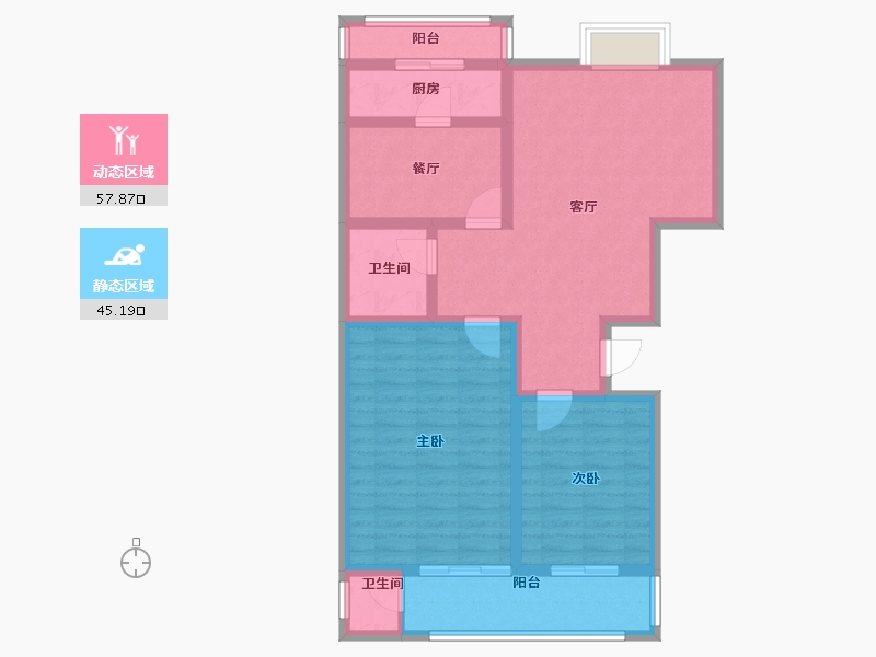 陕西省-咸阳市-龙桥花园-91.46-户型库-动静分区